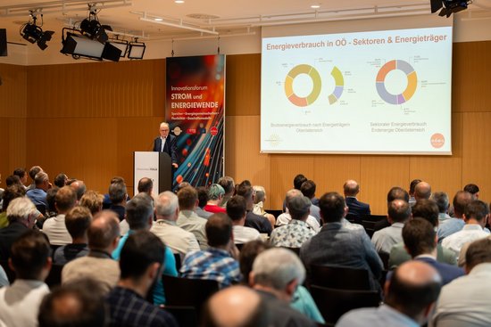 Seminarraum mit Referent und TeilnehmerInnen beim Innovationsforum Strom und Energiewende