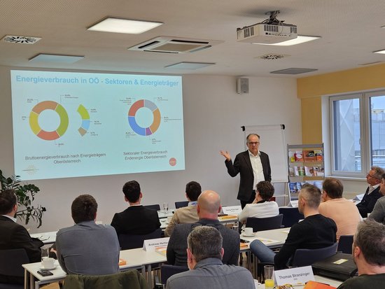 Seminarraum mit Referent und TeilnehmerInnen beim Trainingsseminar Energieförderungen für Betriebe